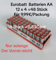 12 X 4 = 48 Eurobatt R6 AA Batterien