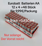 12 X 4 = 48 Eurobatt R6 AA Batterien